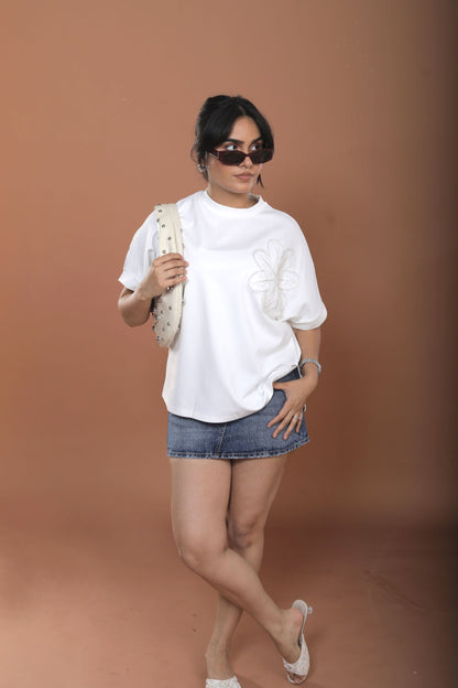 Drop Shoulder Top with Work