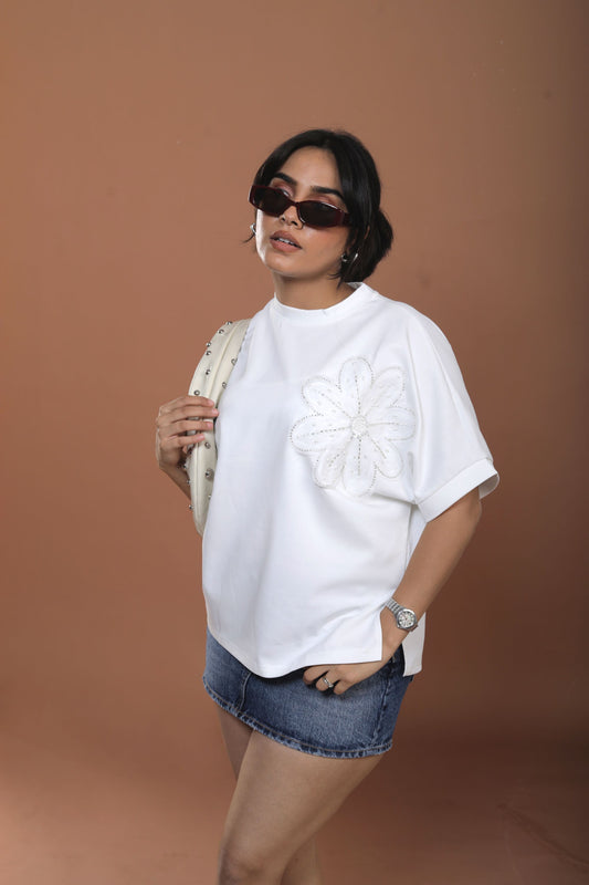 Drop Shoulder Top with Work