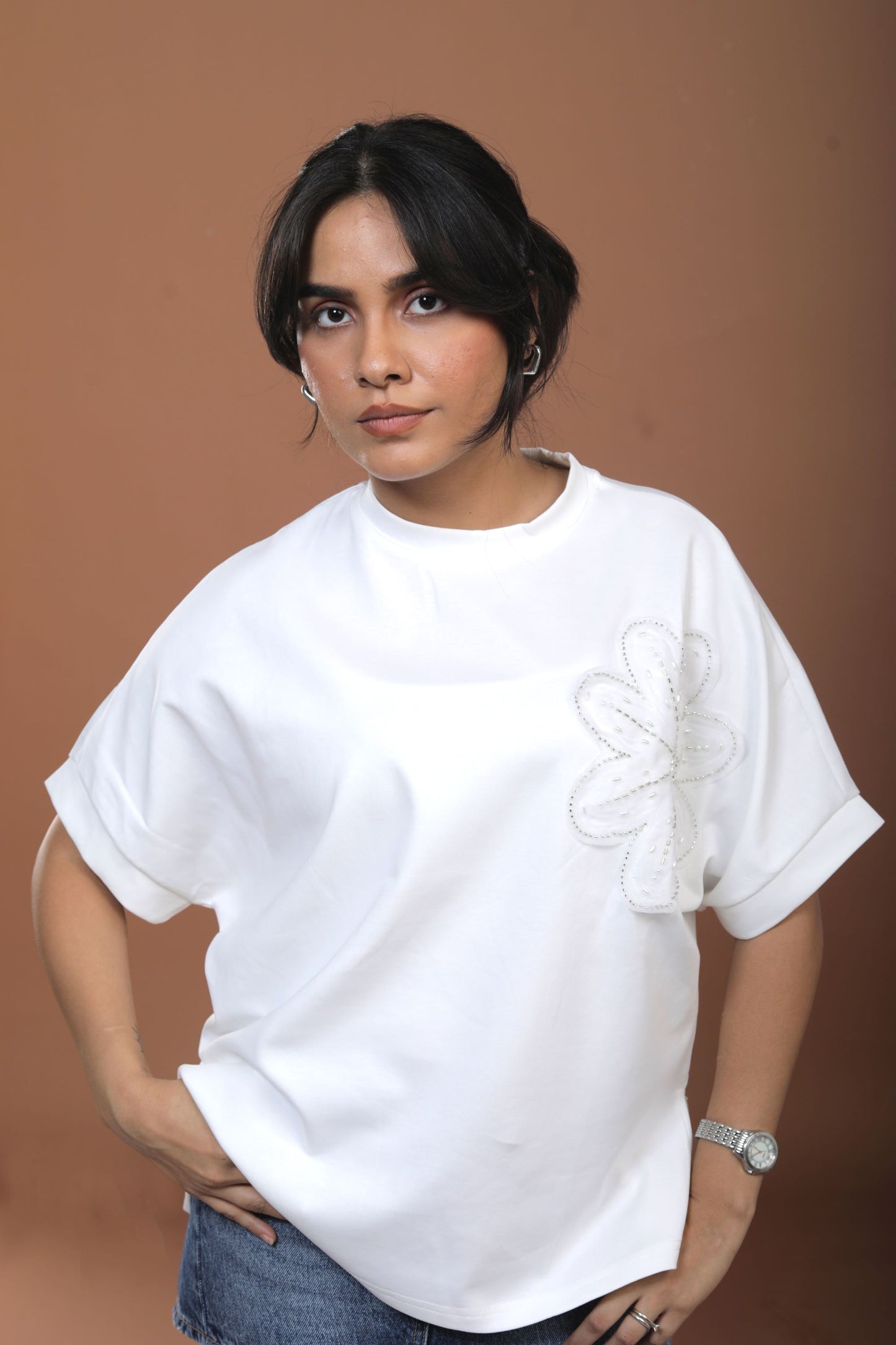 Drop Shoulder Top with Work