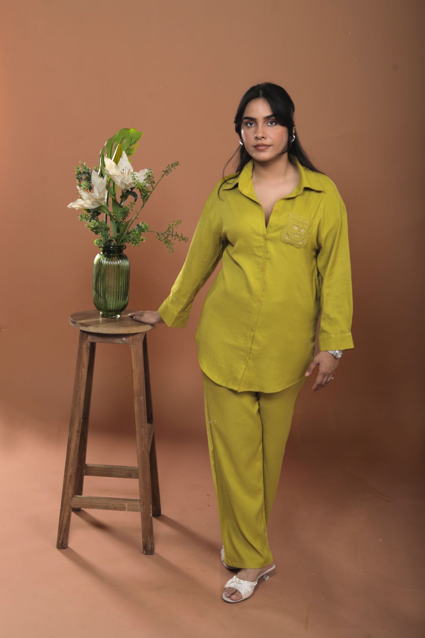 Muslin Coord Set with Woven Pocket