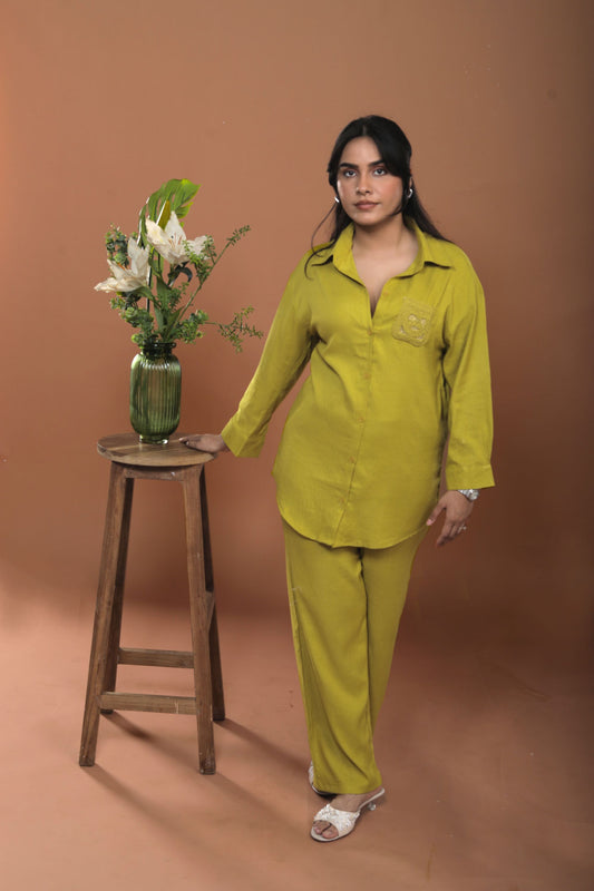 Muslin Coord Set with Woven Pocket