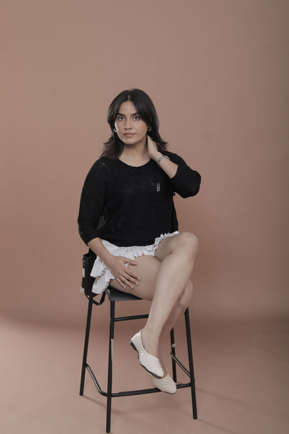 Black Woven Top
