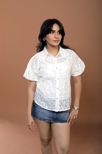 Embroidered Organza Shirt